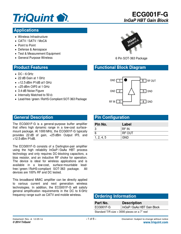 ECG001F-G TriQuint Semiconductor