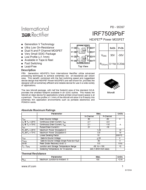 IRF7509PBF International Rectifier