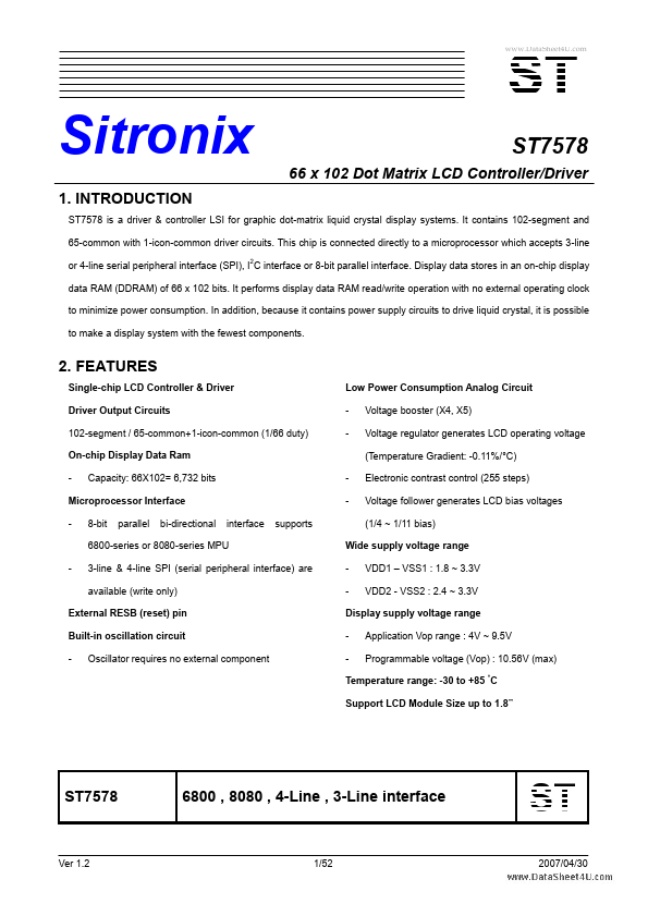 ST7578 Sitronix Technology