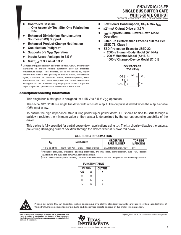 SN74LVC1G126-EP Texas Instruments