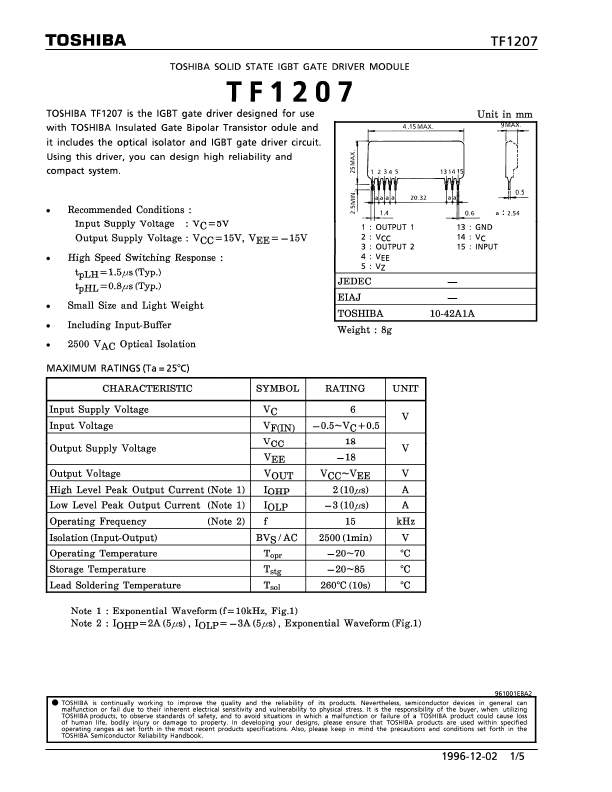 TF1207 Toshiba Semiconductor