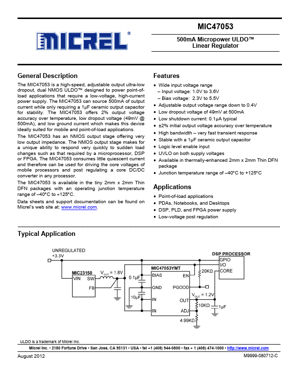 MIC47053 Micrel Semiconductor