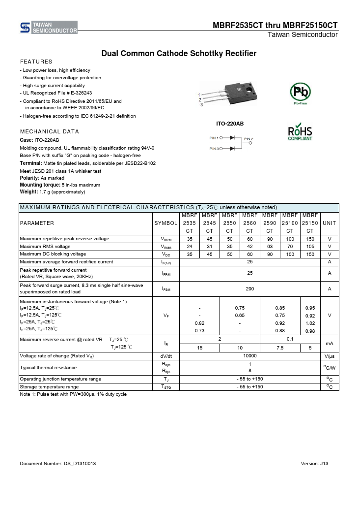 MBRF2590CT Taiwan Semiconductor