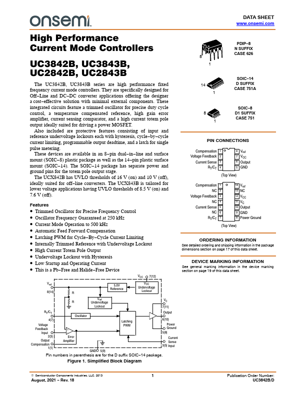 UC3843B ON Semiconductor