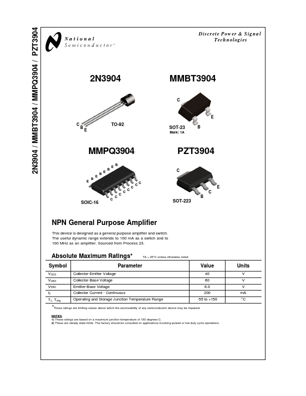 PZT3904 National Semiconductor
