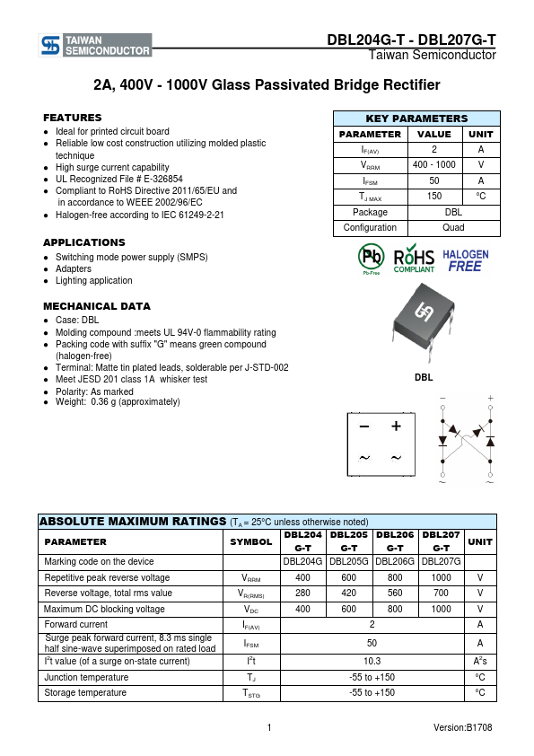 DBL204G-T Taiwan Semiconductor