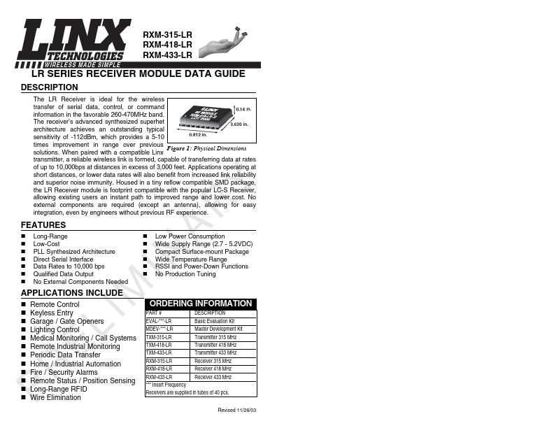 RXM-315-LR Linx Technologies
