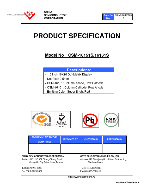 CSM-16161S China Semiconductor