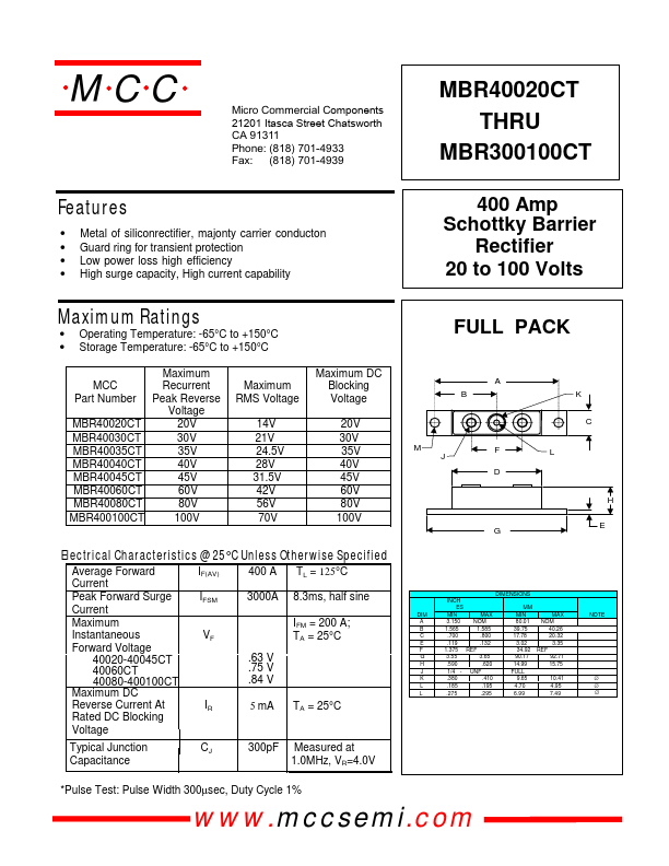 MBR40035CT Micro Commercial Components