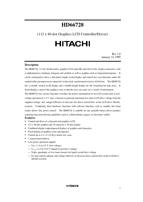 HD66728 Hitachi Semiconductor