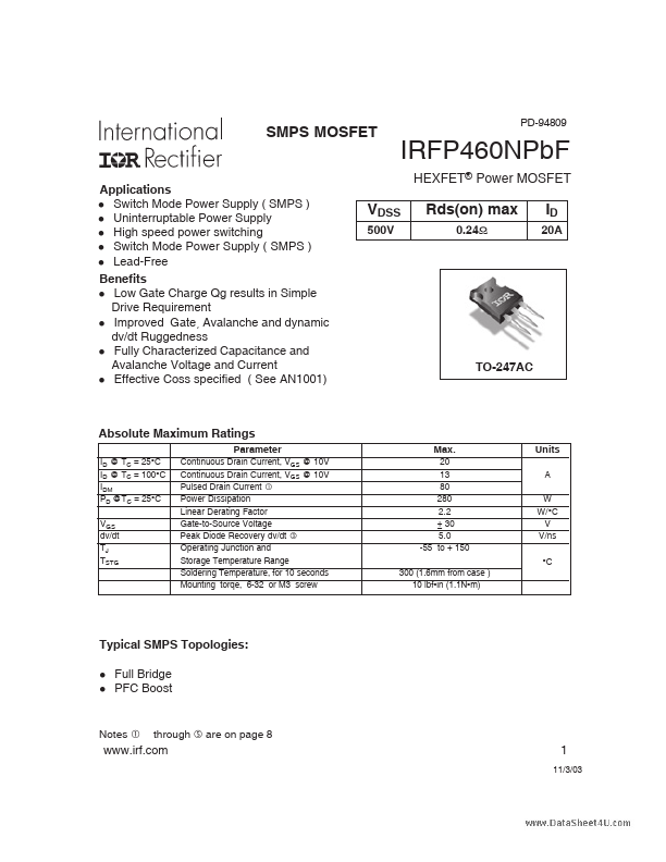 IRFP460NPBF International Rectifier