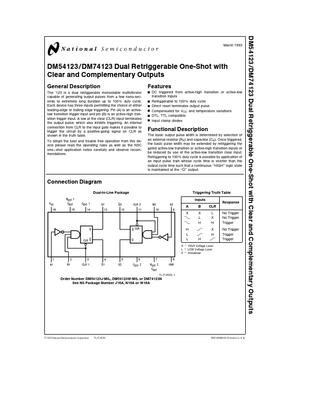 DM74123 National Semiconductor