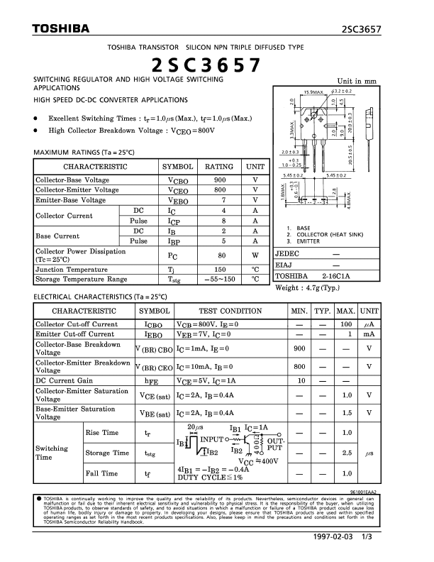 2SC3657 Toshiba Semiconductor
