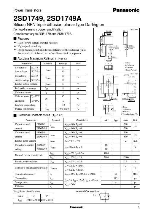 2SD1749 Panasonic Semiconductor