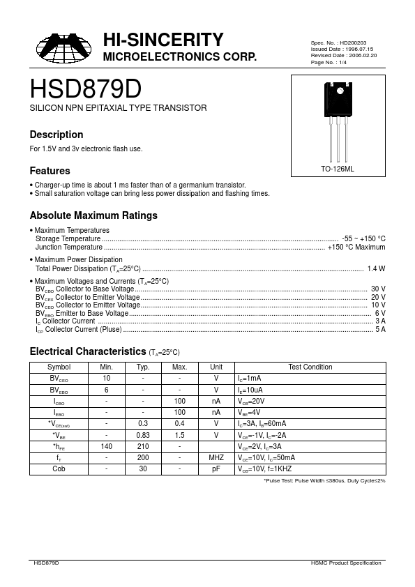 HSD879D Hi-Sincerity Mocroelectronics