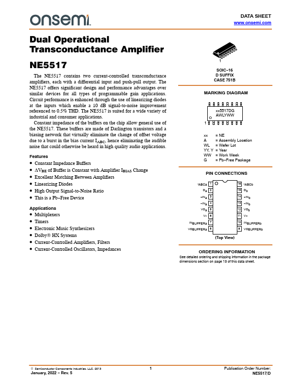 NE5517A ON Semiconductor