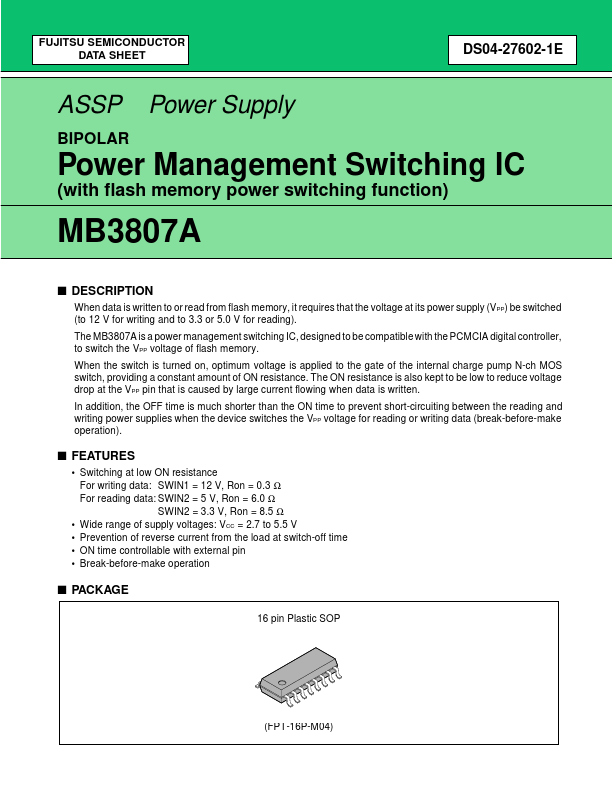 MB3807A Fujitsu Media Devices