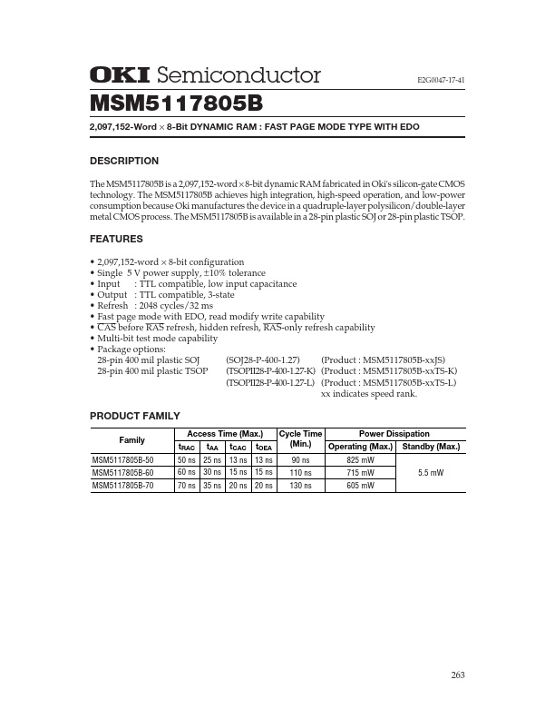 MSM5117805B OKI electronic componets