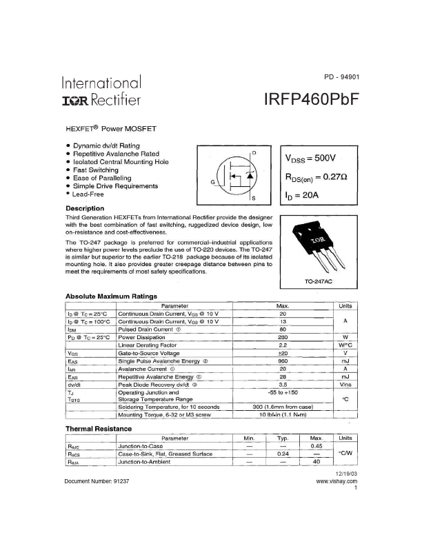 IRFP460PBF International Rectifier