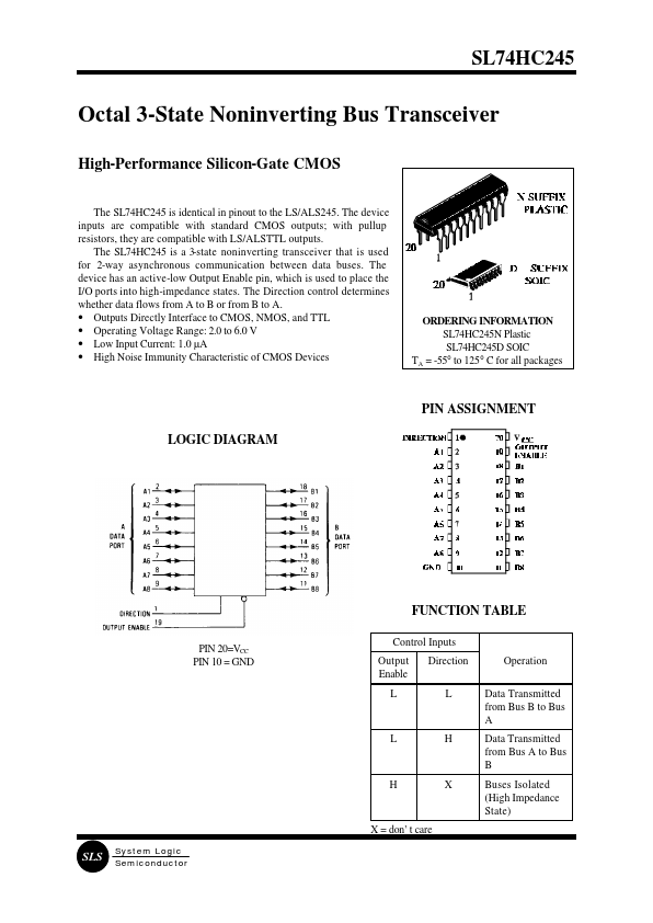 SL74HC245 System Logic Semiconductor
