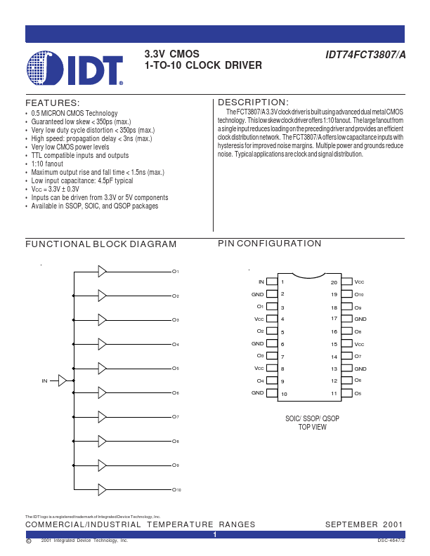 IDT74FCT3807A Integrated Device Technology