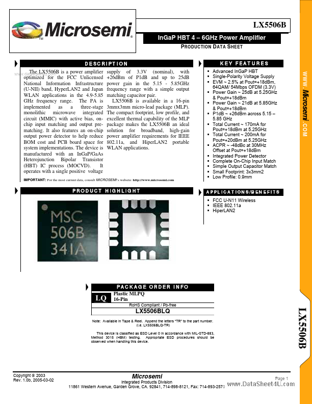 LX5506B Microsemi Corporation