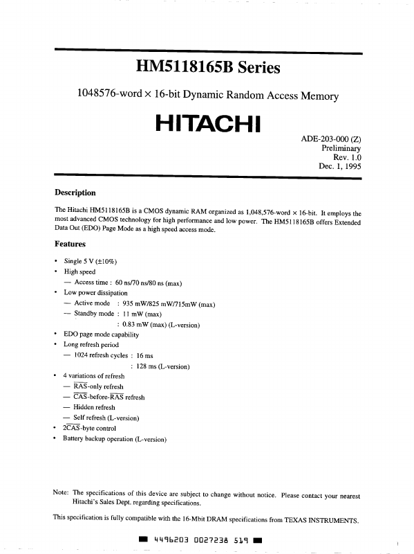 HM5118165B Hitachi
