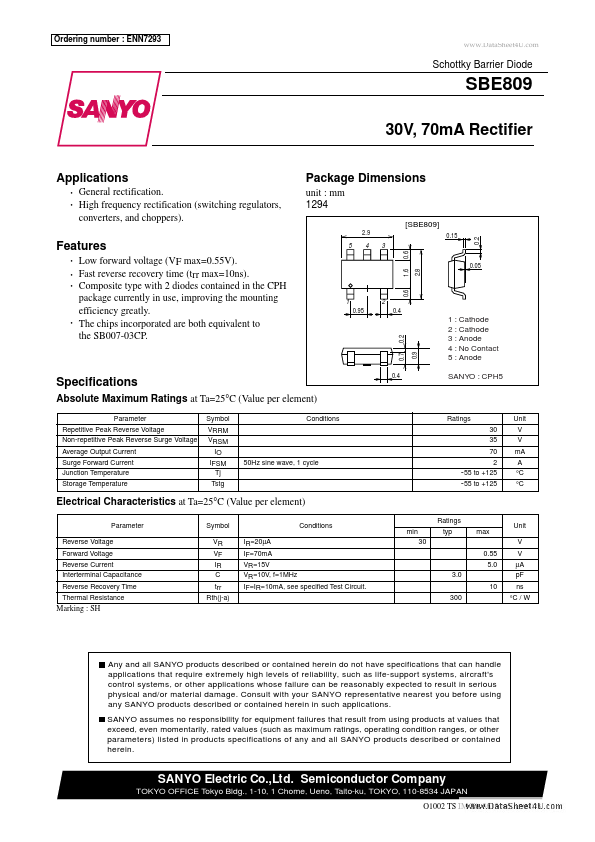 SBE809 Sanyo Semiconductor