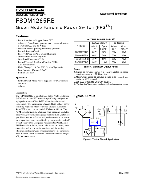 FSDM1265RB Fairchild Semiconductor