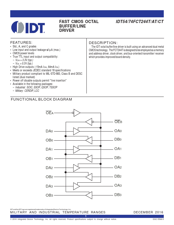 IDT54FCT244CT Integrated Device Technology