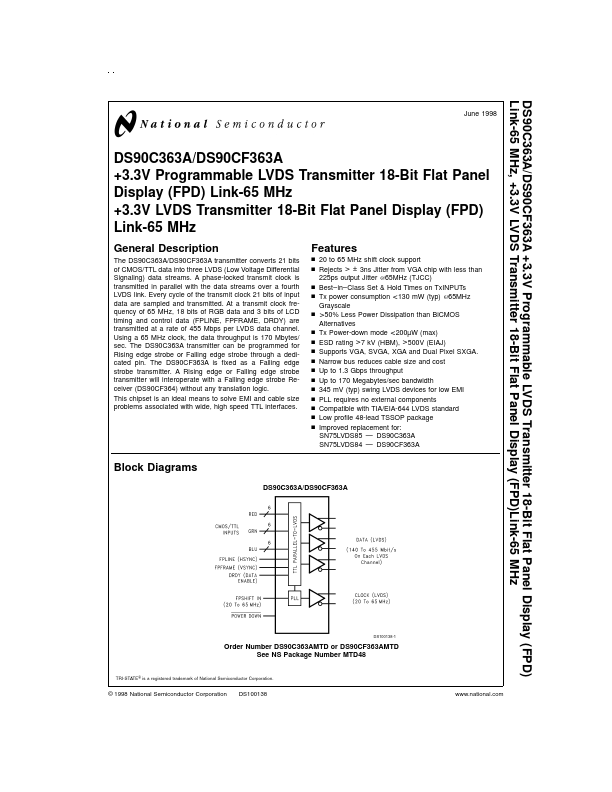DS90CF363A National Semiconductor