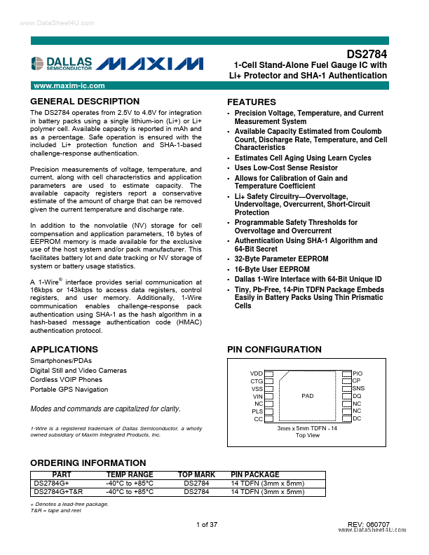 DS2784 Maxim Integrated Products