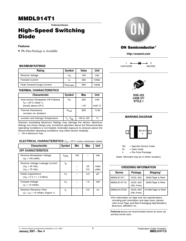 MMDL914T1 ON Semiconductor