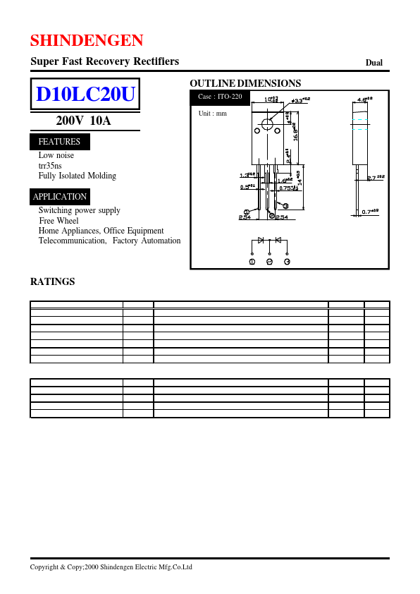 D10LC20U Shindengen Electric Mfg.Co.Ltd