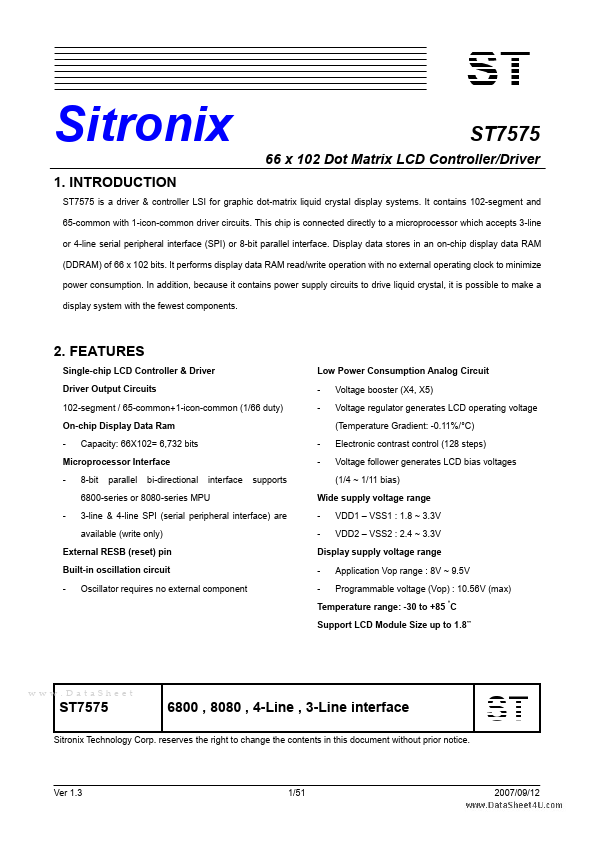 ST7575 Sitronix Technology