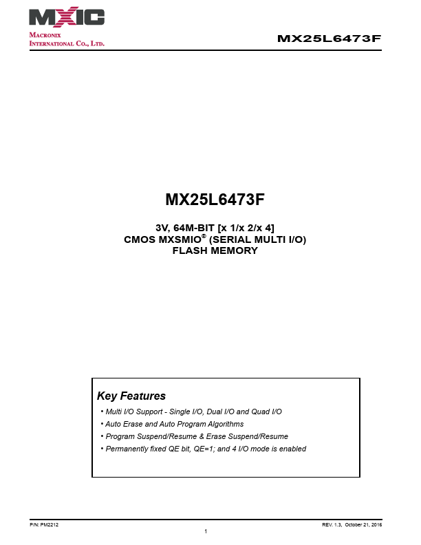 MX25L6473F MACRONIX