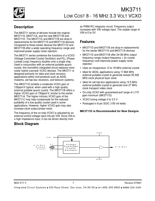 MK3711 Integrated Circuit Systems