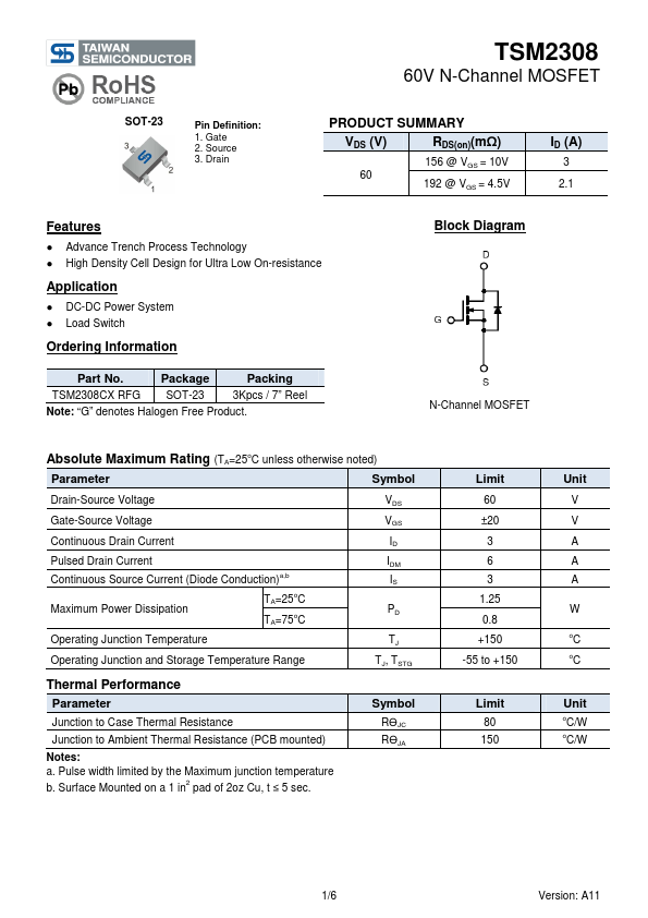 TSM2308 Taiwan Semiconductor