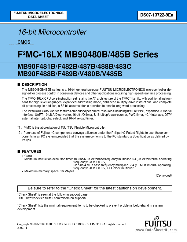 MB90F482B Fujitsu Media Devices