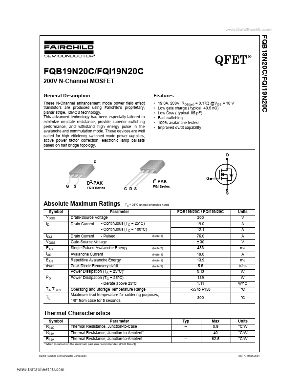 FQI19N20C Fairchild Semiconductor