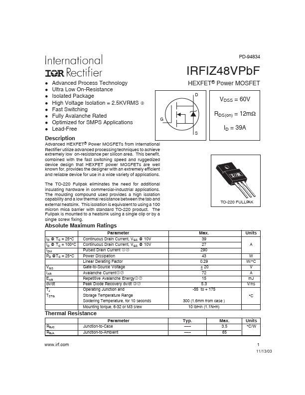 IRFIZ48VPbF International Rectifier
