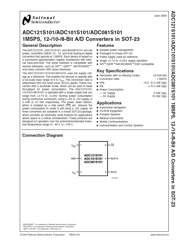 ADC081S101 National Semiconductor