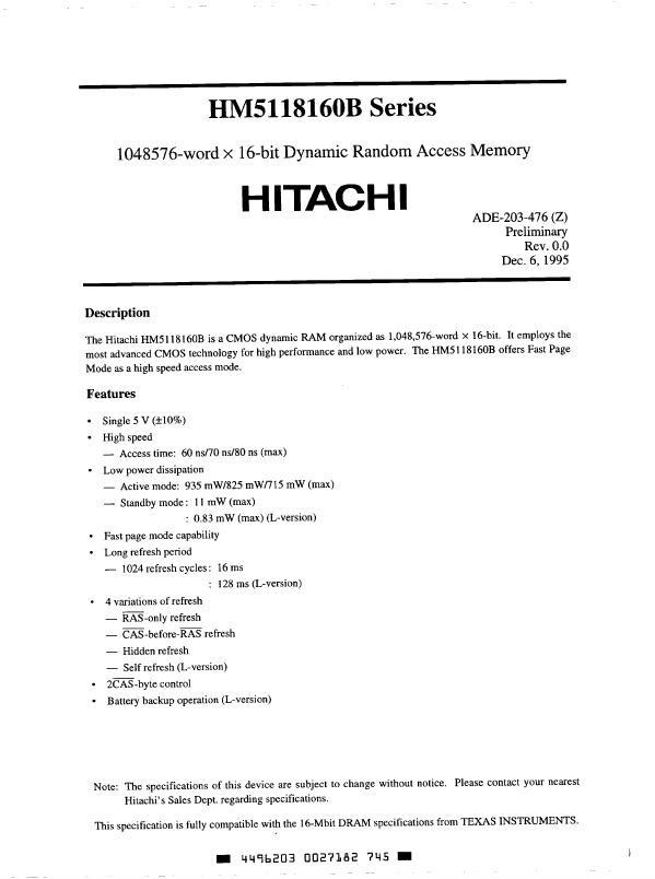 HM5118160B Hitachi