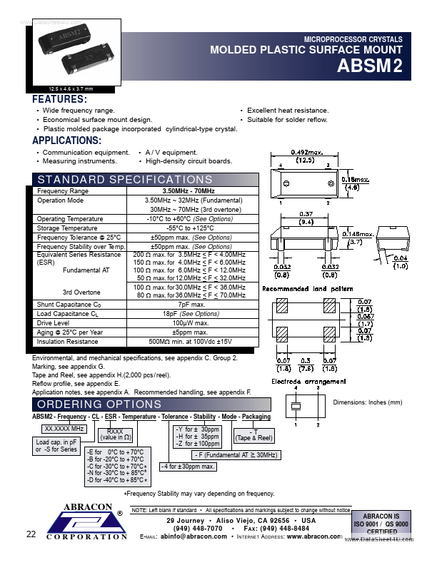 ABSM2 Abracon Corporation