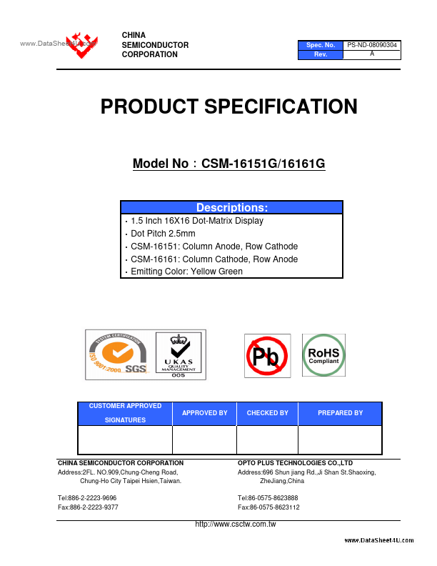 CSM-16161G China Semiconductor