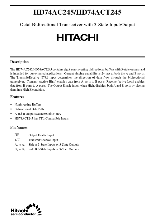 HD74AC245 Hitachi Semiconductor