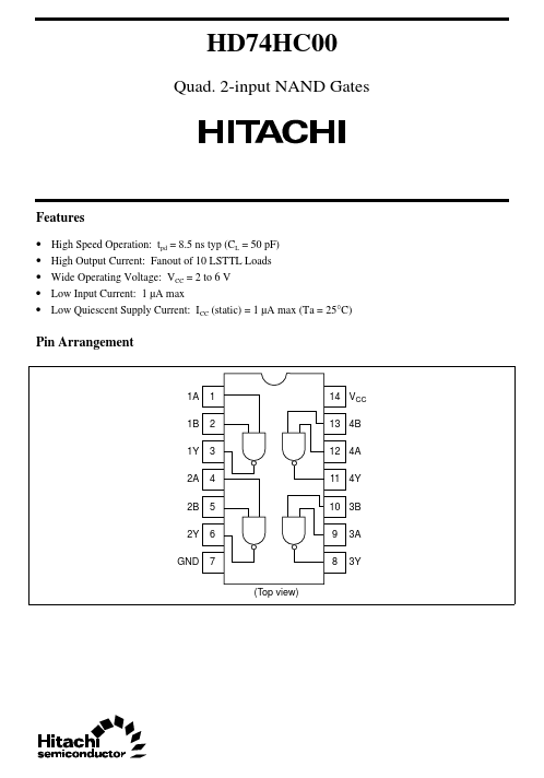 HD74HC00 Hitachi Semiconductor