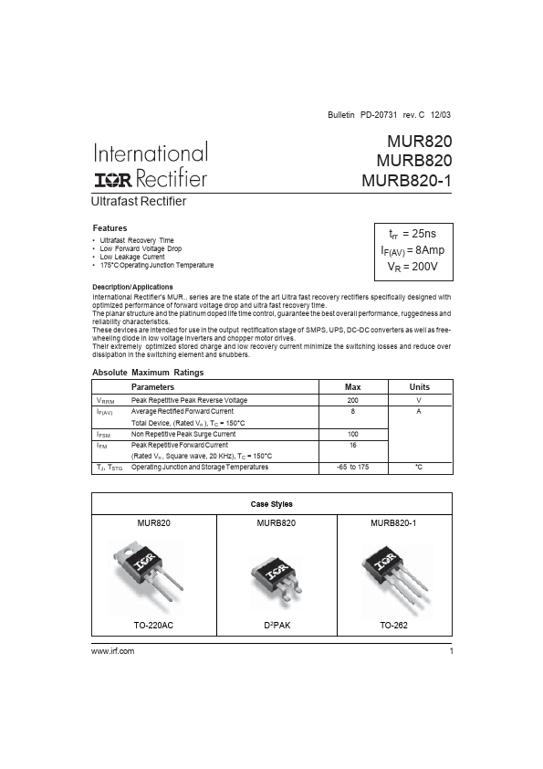 MUR820 International Rectifier
