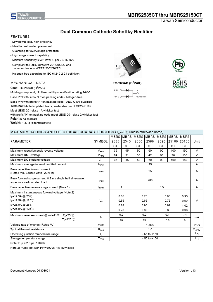 MBRS2550CT Taiwan Semiconductor