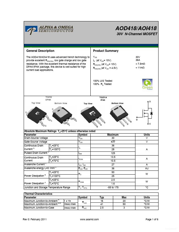 AOI418 Alpha & Omega Semiconductors